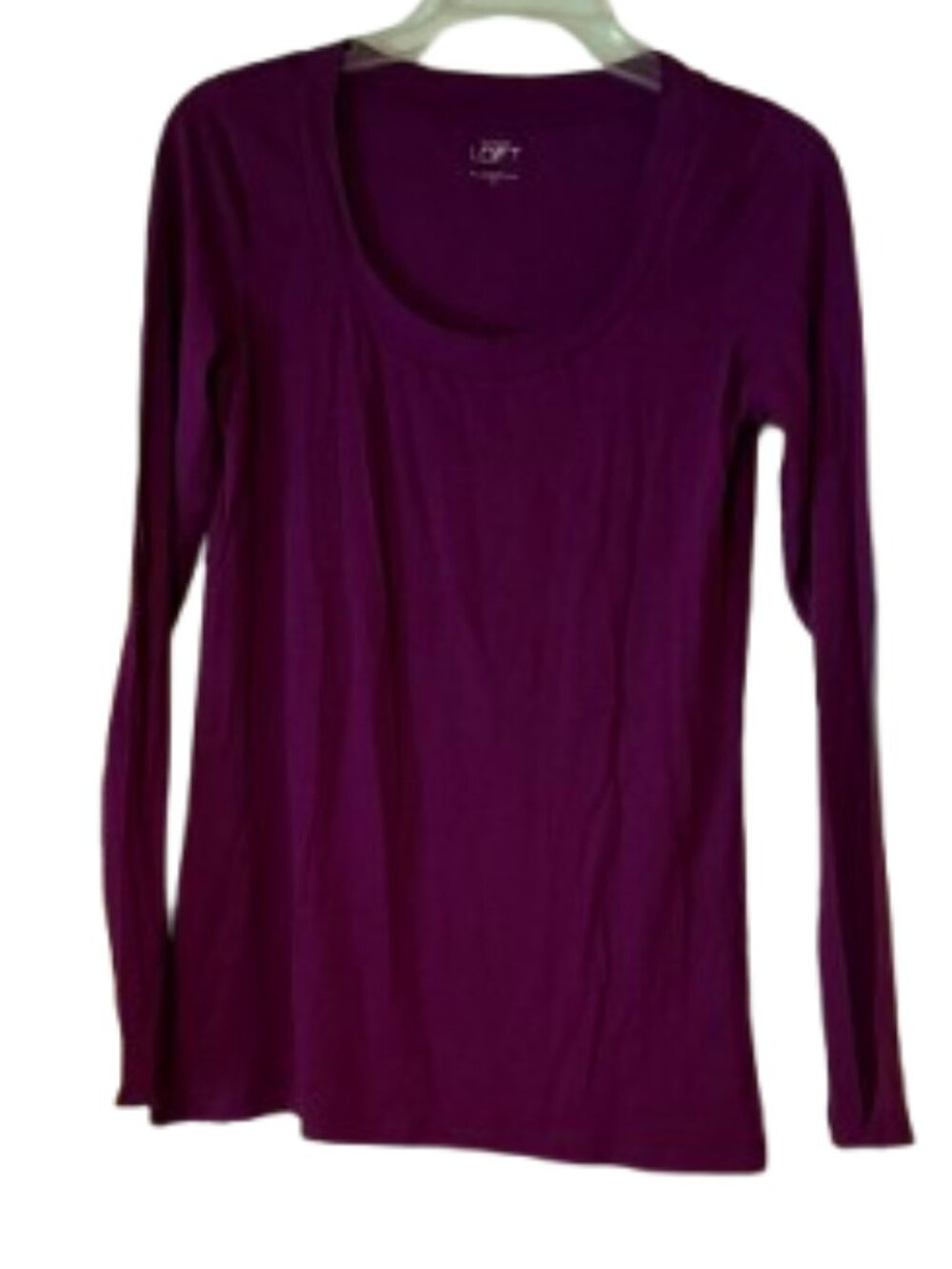 Loft Long Sleeve Scoop Neck Tee Shirt - Magenta - Medium